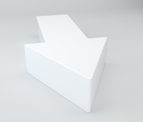 3d rendering of an arrow symbol in brushed metal on a white isolated background.