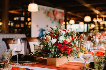 Adorable bouquet on luxury prepeared event table