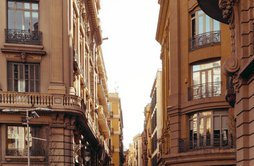Cityscape in Barcelona Europe - street view of Old town in Barcelona, Spain