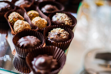 Delicious cakes on the buffet table