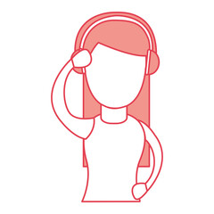 cute woman with earphone vector illustration design