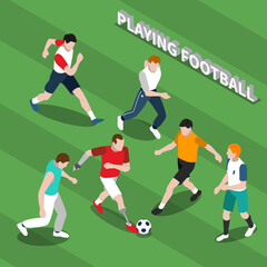 Disabled Person Playing Soccer Isometric Illustration