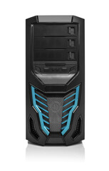 Modern black computer system unit.