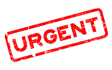 Grunge red urgent square rubber seal stamp on white background