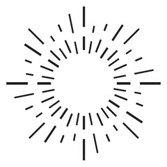 Fototapeta premium Sun rays hand drawn, linear drawing background. Vector illustration