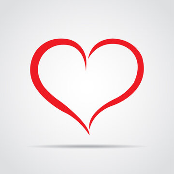 Red heart icon with shadow on a gray background