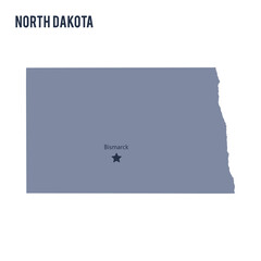 Vector map State of North Dakota isolated on white background.