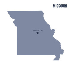 Vector map State of Missouri isolated on white background.