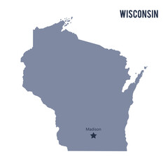Vector map State of Wisconsin isolated on white background.