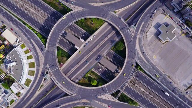 Aerial drone video of Attiki odos interchange in Maroussi, Athens, Attica, Greece