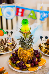 Fruits sliced on a plate