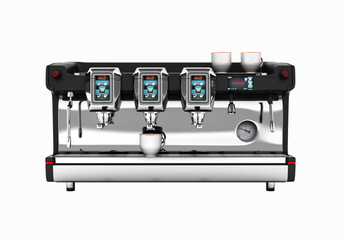 Modern Coffee Machine front view without shadow on white background 3d