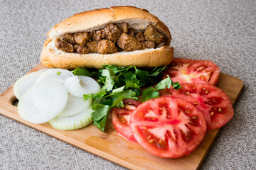 Albanian Liver Sandwich with tomatoes and onions / Arnavut Cigeri