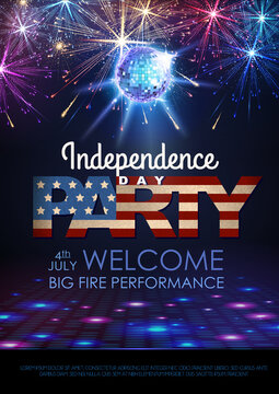 Independence day party poster with holiday firework