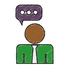 businessman with speech bubble icon over white background. vector illustration