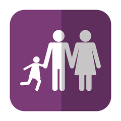 pictogram family with kids icon over purple square and  white background. vector illustration