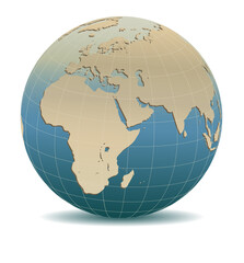 Retro Style Africa, Middle East, Arabia and India Global World, Elements of this image furnished by NASA 