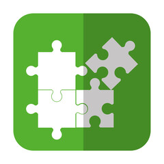 jigsaw puzzles icon over green square and white background. vector illustration