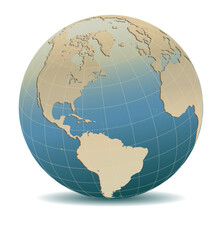 Retro Style North and South America, Europe, Africa Global World, Elements of this image furnished by NASA 