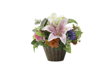 Bouquet in the vase isolated on white background