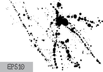 Black splatter on white background, vector.