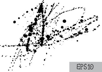 Black splash on white background, vector illustration.