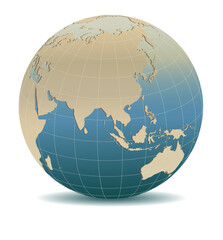 Retro Style China, Japan, Malaysia, Thailand, Indonesia, Global World, Elements of this image furnished by NASA 
