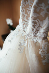 Fototapeta na wymiar Beautiful wedding dress with floral design