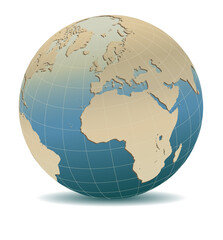 Retro Style Europe and Africa, Global World, Elements of this image furnished by NASA 