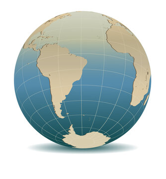 Retro Style South America and Africa Global World, Elements of this image furnished by NASA 