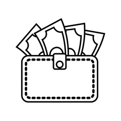 wallet with money bills icon over white background. vector illustration
