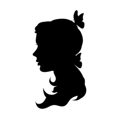 Vector silhouette of woman with butterfly.