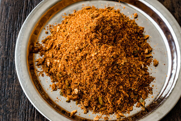 Masala Powder on silver tray / Chicken spice / Tavuk Baharati