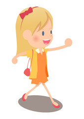 旅行するリボンをつけた女の子