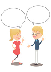 会話するカップル　吹き出し付き
