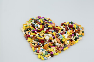colorful tablets in heart shape