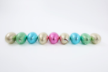 Chocolate Easter eggs in the form of foil