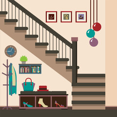 Hallway Decoration Vector Illustration