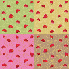 Red rose petals pattern fabric