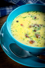 Bowl of vegetarian mushroom soup.
