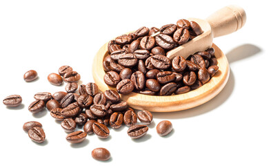 roasted coffee beans on white, (large depth of field, taken with tilt shift lens)