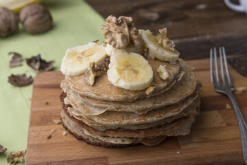 Pancakes with nuts and banana