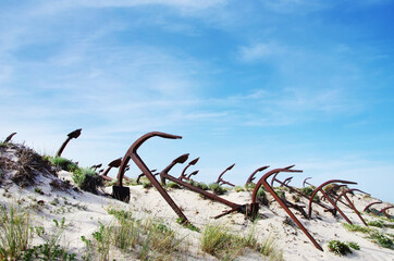 Anchor cemetery at the Barril beach,  Tavira, Algarve