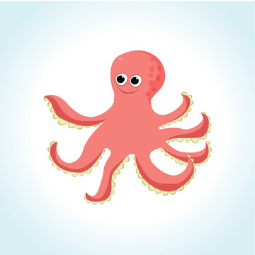 Cute cartoon octopus hand drawn vector