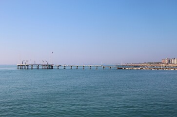 Fototapeta premium Pier on the island Lido di Venezia, Venice, Italy, Europe.