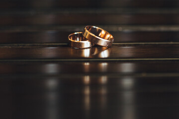 The wedding rings for bride and groom