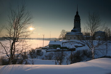 Fototapeta na wymiar Winter in the Russian village
