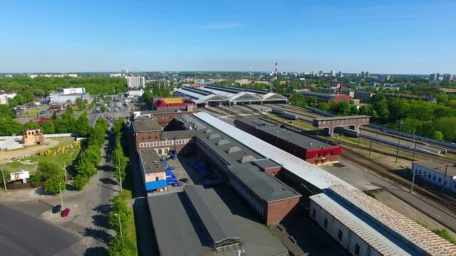 Aerial view of the South Railroad Station in Kaliningrad, Russia