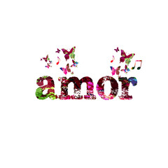 Amor calligraphy lettering isolated vector illustration