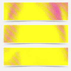 Pop art style headers collection in yellow and pink colour